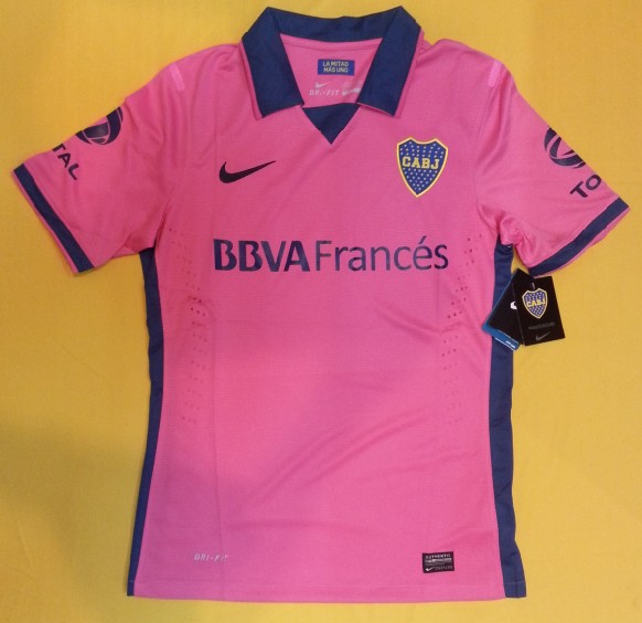 13-14 Boca Juniors Away Pink Jersey Shirt(Player Version) - Click Image to Close